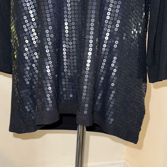NWT DG2 by Diane Gilman Elegant Black Sequin Women's Top Size Medium - Picture 9 of 13